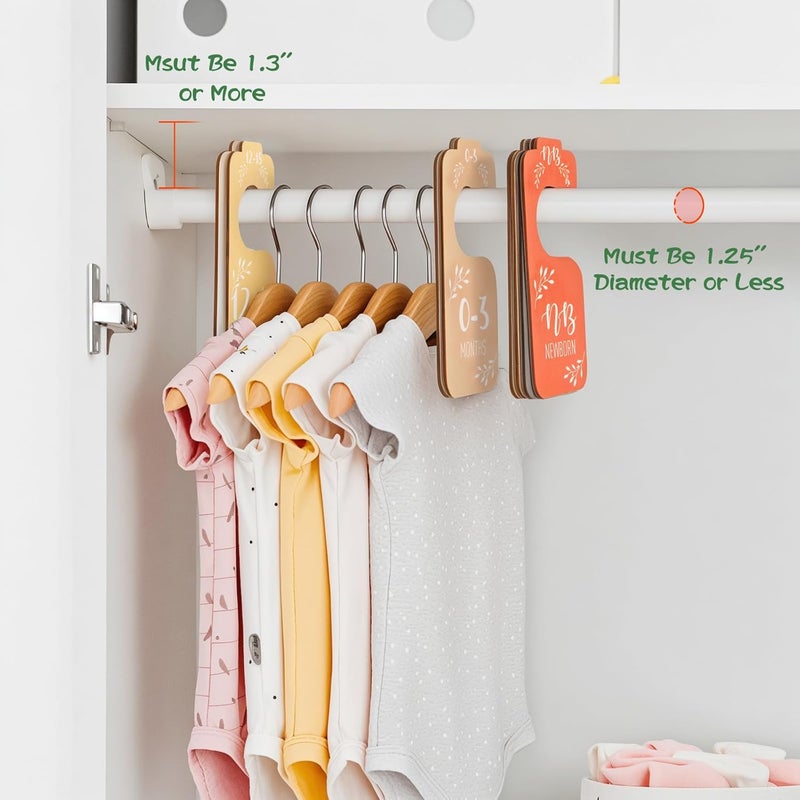 Giftacity Colorful Baby Clothes Dividers for Closet - 8 Pcs Wooden Baby Clothes Tags Organizer from Newborn to 24 Months Easily Organize Your Nursery Room for Girl and Boy - Image 3